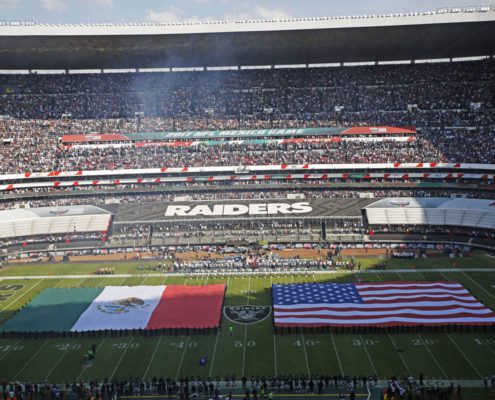 Flags at the NFL Mexico City Game (Courtesy of the Sharon Herald)